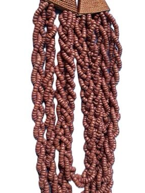Multi-Strand Brown Seed Bead Necklace Boho